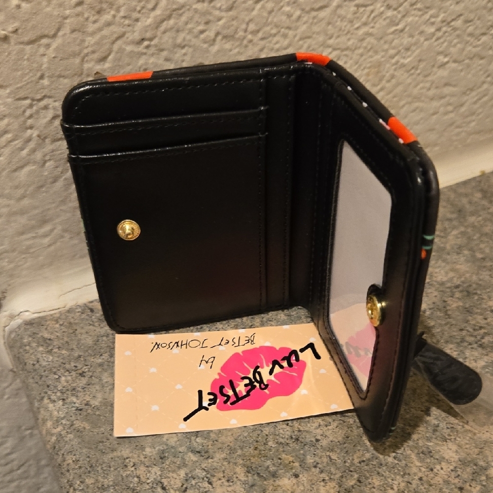 Betsey Johnson Black Wallet with Red Cherry Design Nwt - Picture 3 of 3